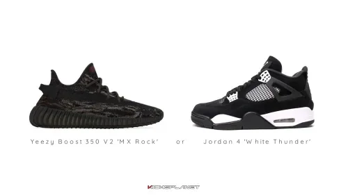 Jordan 4 'White Thunder' or Yeezy Boost 350 V2 'MX Rock' | KICKSPLANET