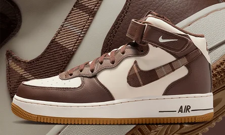 Nike nhá hàng sản phẩm Air Force 1 Mid In Brown Plaid mới!! | KICKSPLANET